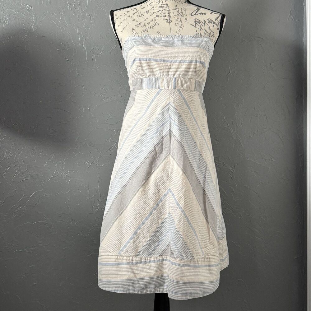 GAP  Striped Lined Boho Coastal Strapless Midi Dress  6 Y2K Summer  Elegance